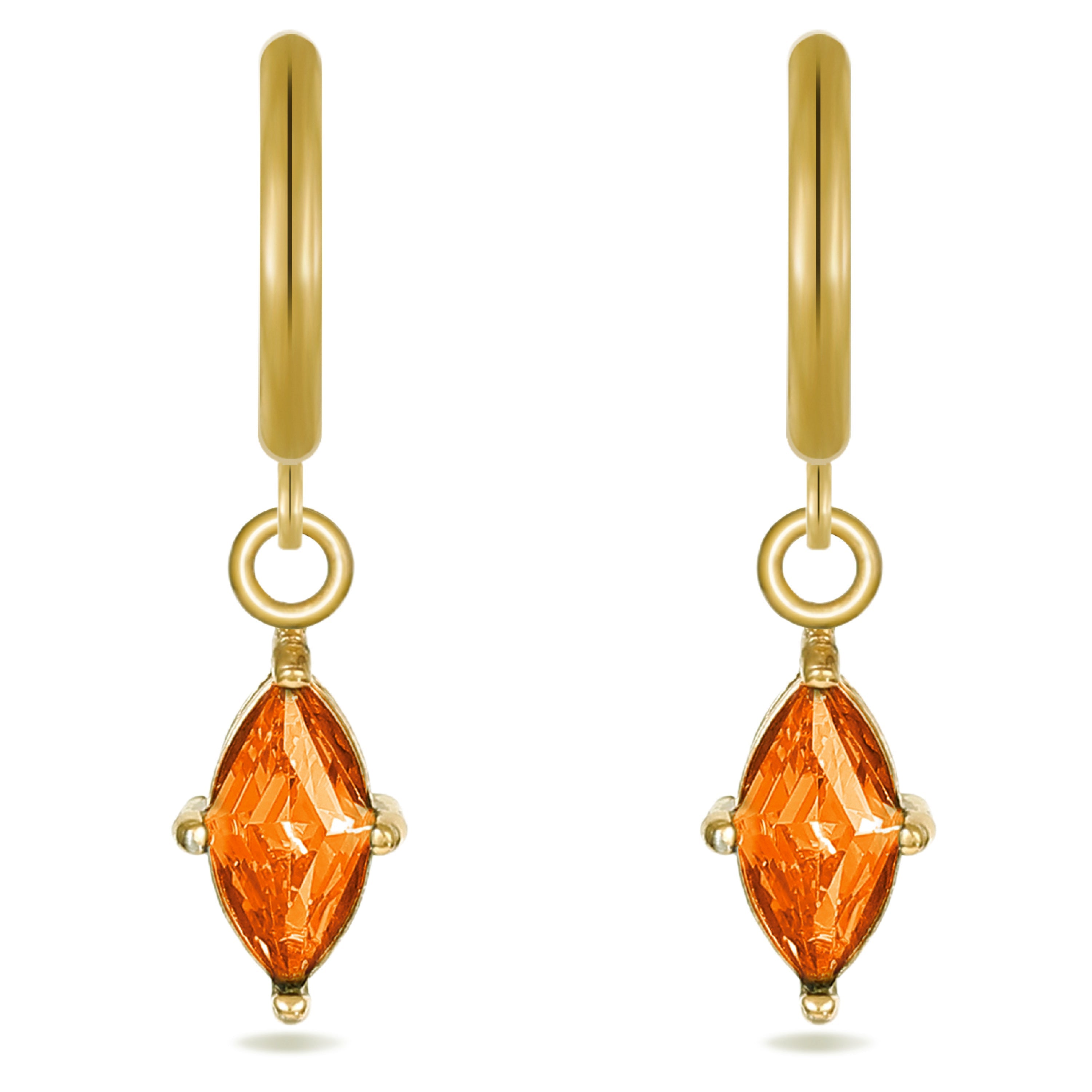 Orange Crystal Huggie Hoops
