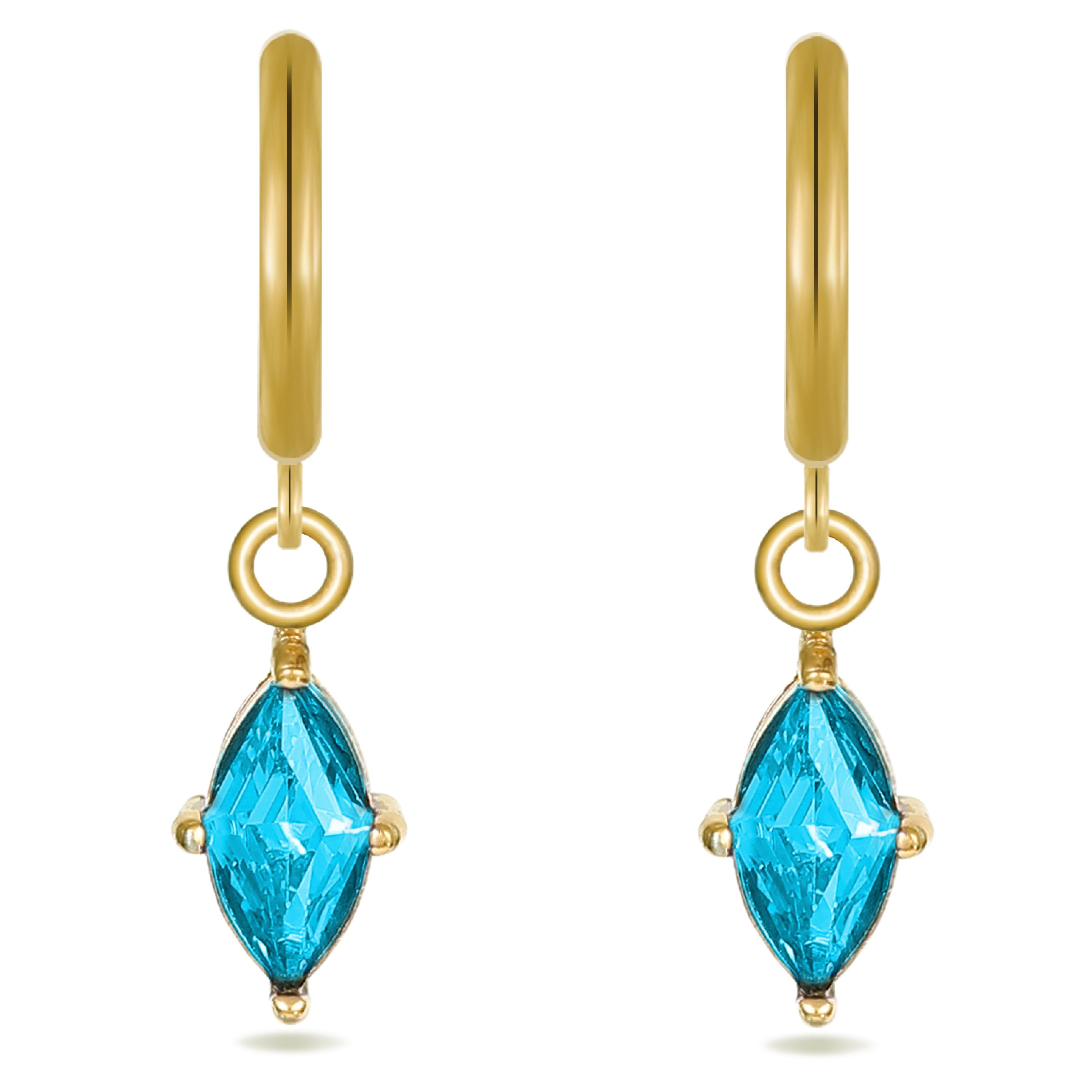 Turquoise Crystal Huggie Hoops