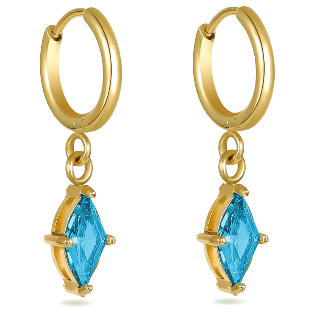 Turquoise Crystal Huggie Hoops