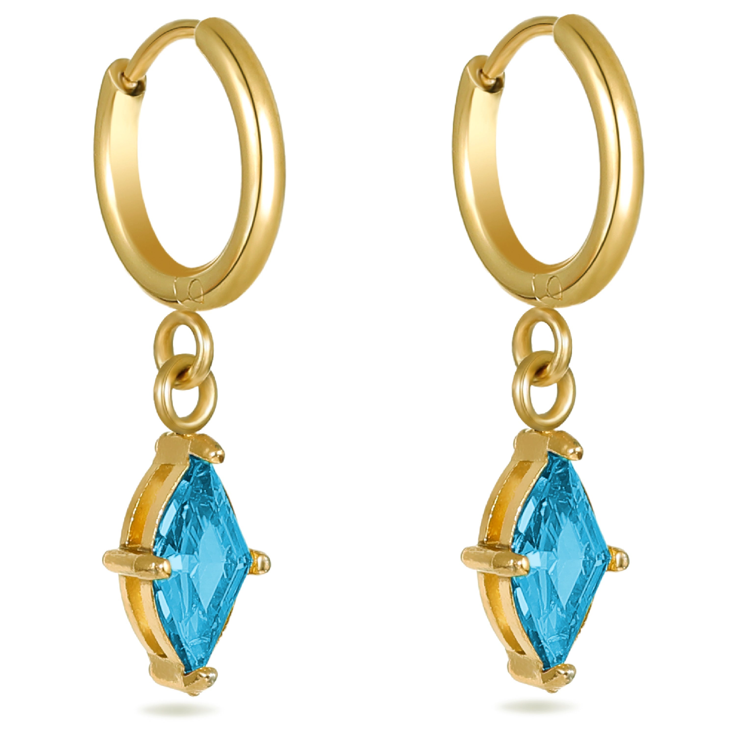Turquoise Crystal Huggie Hoops