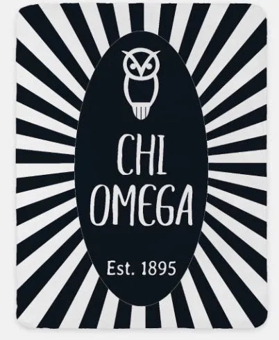 Chi Omega Straw XL 60x80 Sherpa Blanket - Starburst