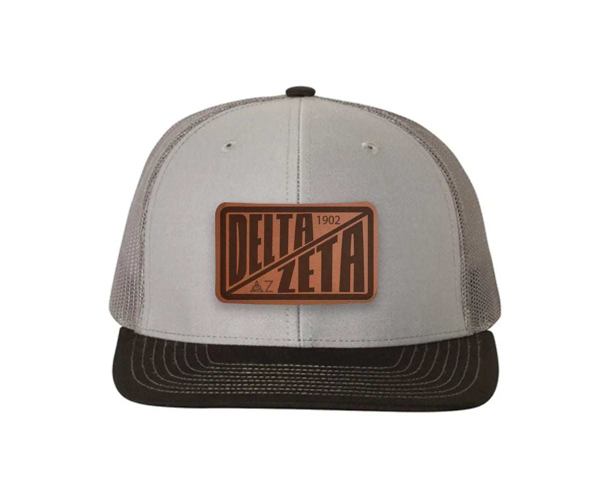 Delta Zeta Richardson 112 Leatherette Patch Trucker Hat - Divide