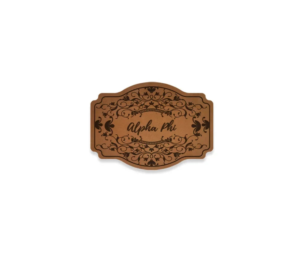 Alpha Phi Richardson 112 Leatherette Patch Trucker Hat - Scroll
