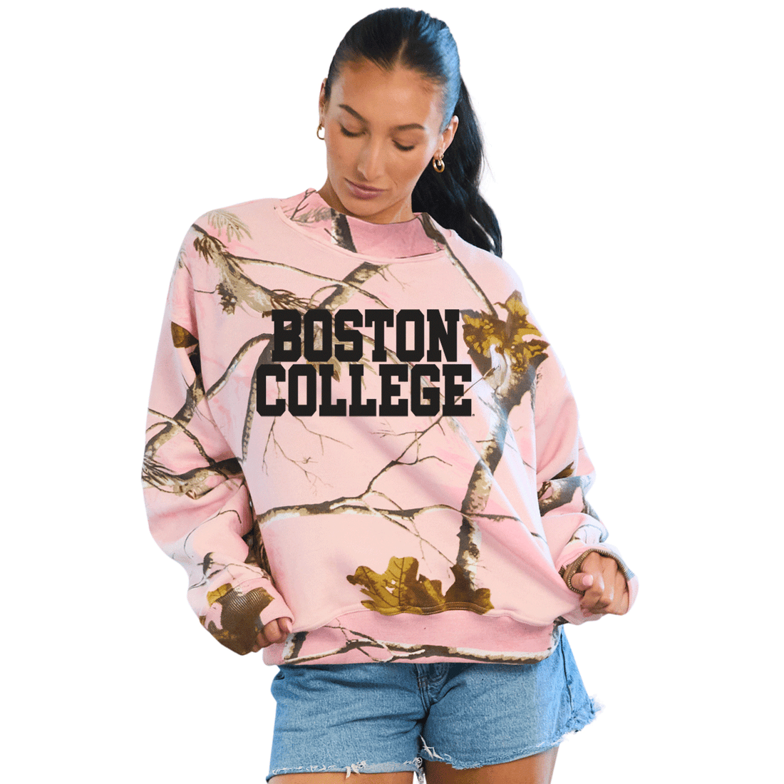 Boston College Camo Mock Neck Sweatshirt