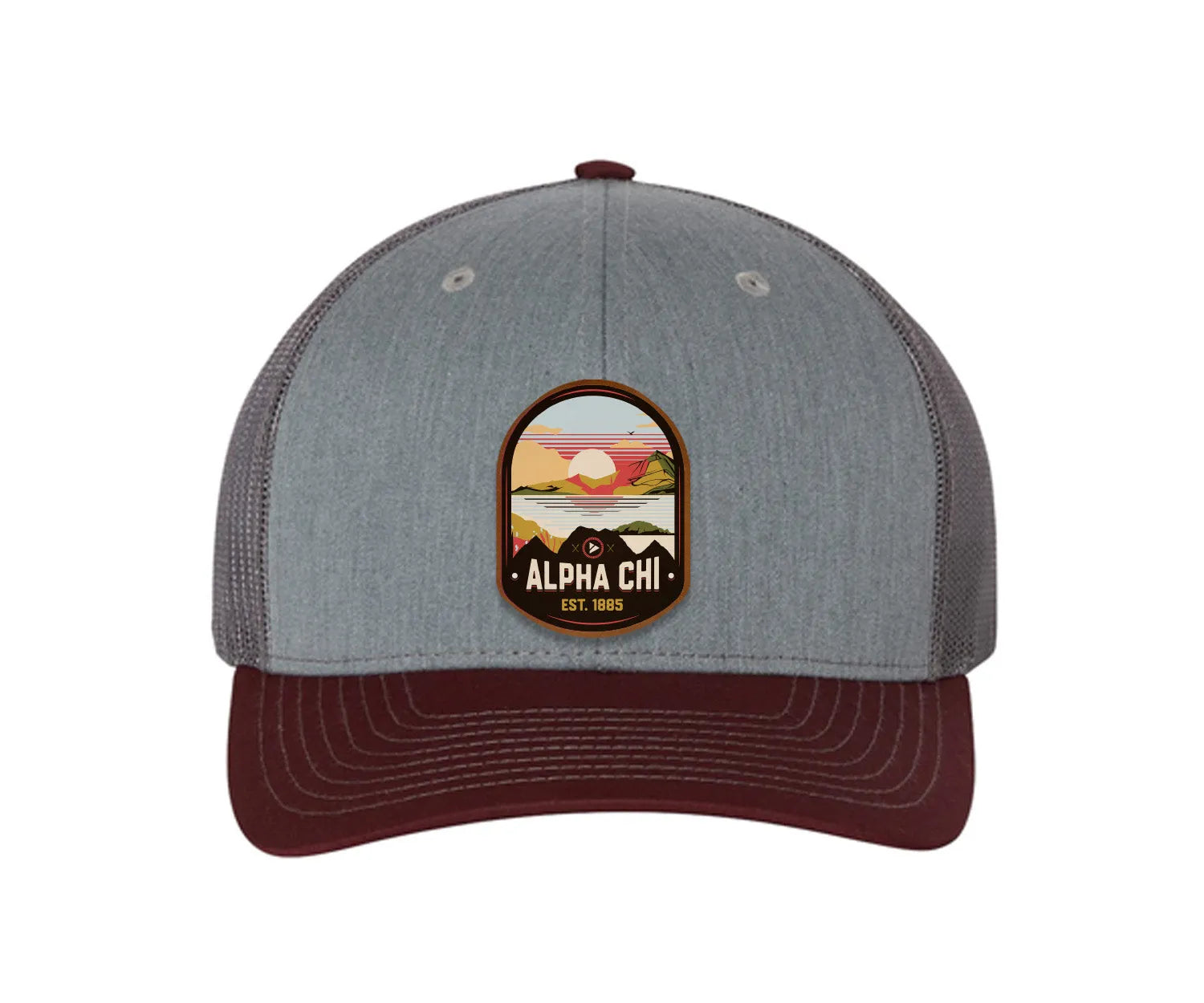 Alpha Chi Omega Richardson 112 UV Print Leatherette Patch Trucker Hat - Ventura