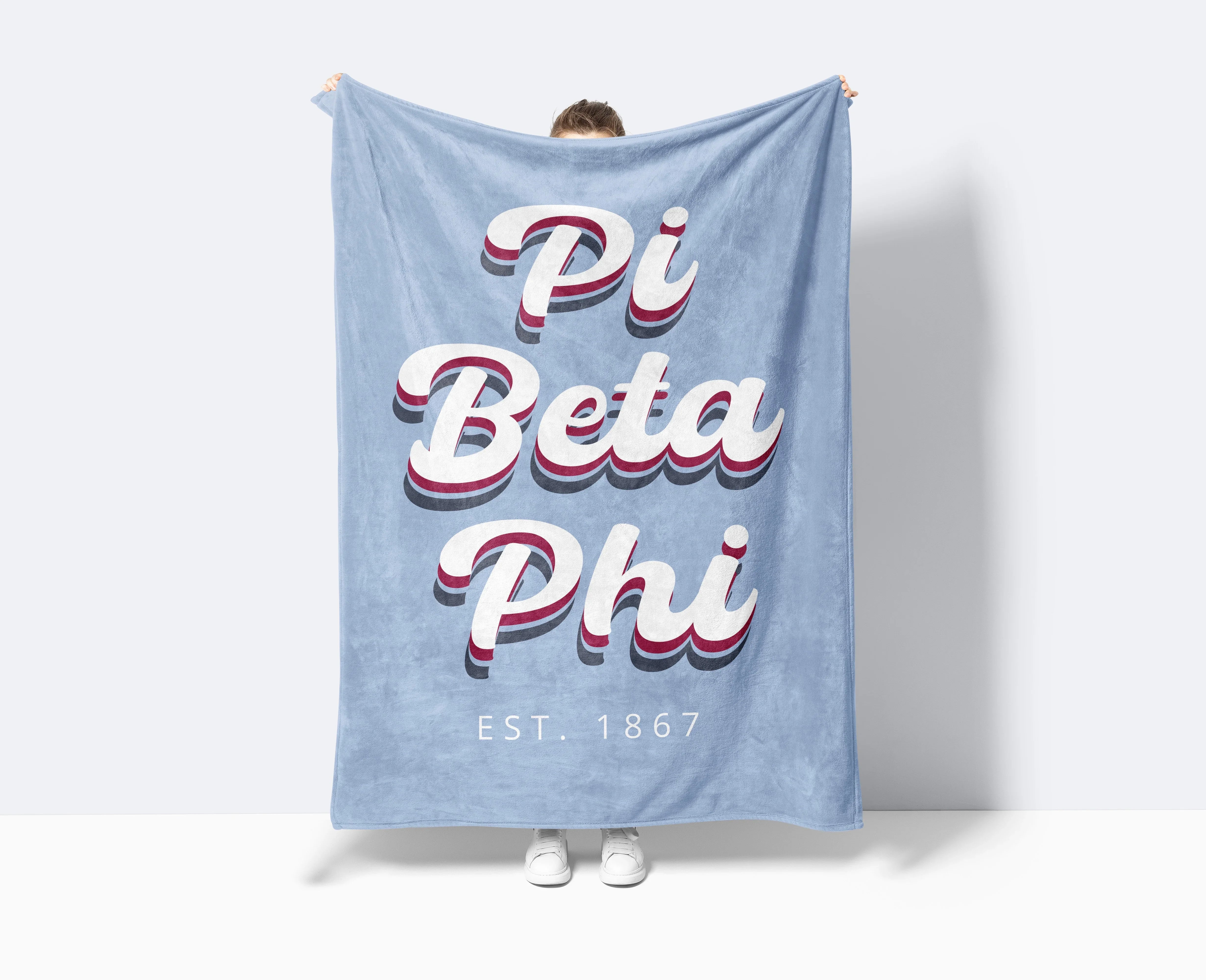 Pi Beta Phi XL 60x80 Sherpa Throw Blanket - Retro