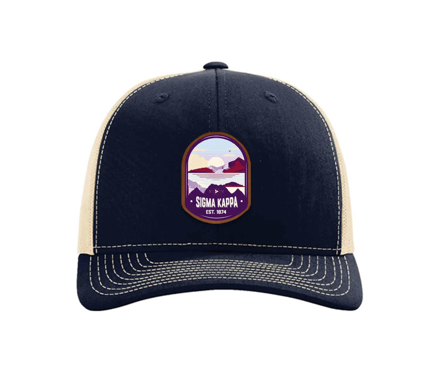 Sigma Kappa Richardson 112 UV Print Leatherette Patch Trucker Hat - Ventura