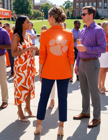 Clemson Silver Paw Orange Ruched Sleeve Blazer