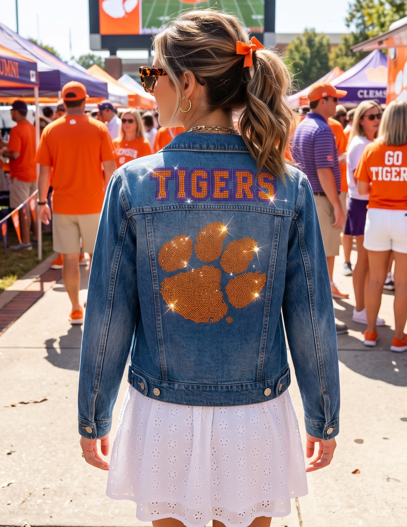 Clemson Tigers Paw Blue Denim Jacket