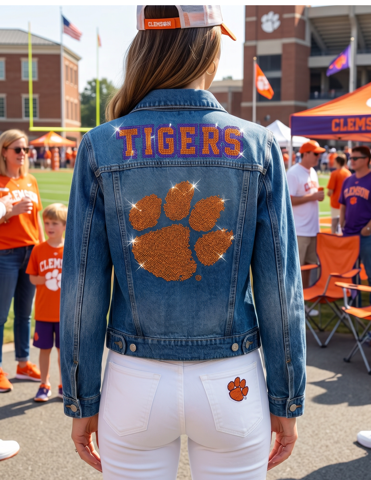 Clemson Tigers Paw Blue Denim Jacket