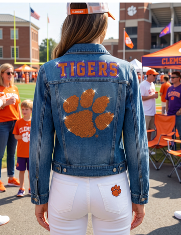 Clemson Tigers Paw Blue Denim Jacket
