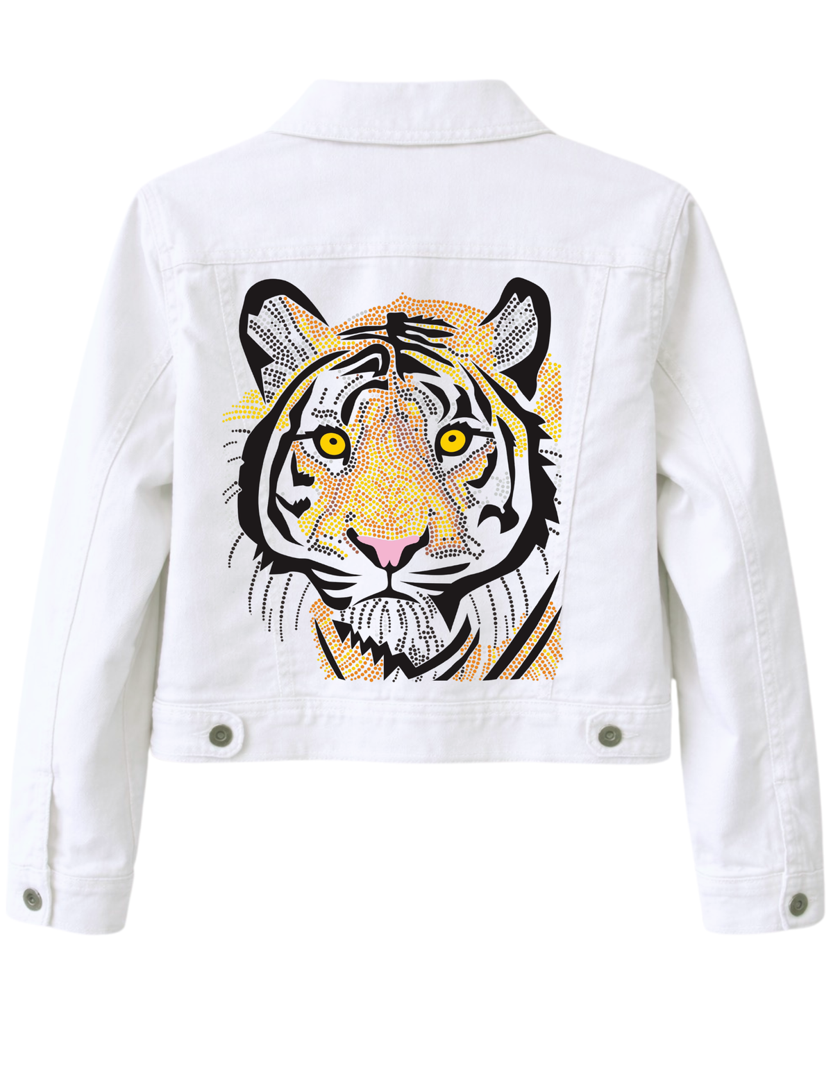 Tiger Face White Denim Jacket