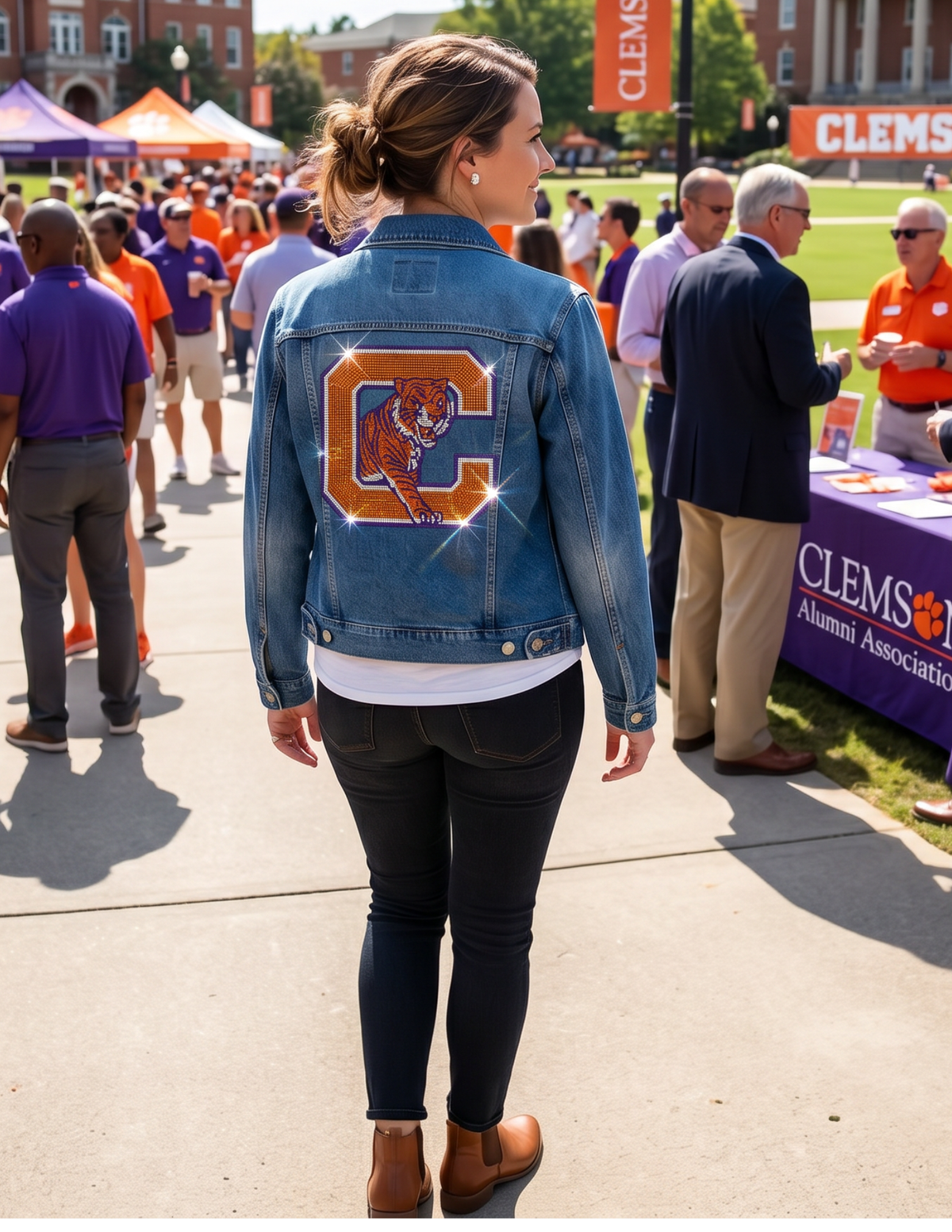 Clemson Vintage Big C and Tiger Denim Jacket