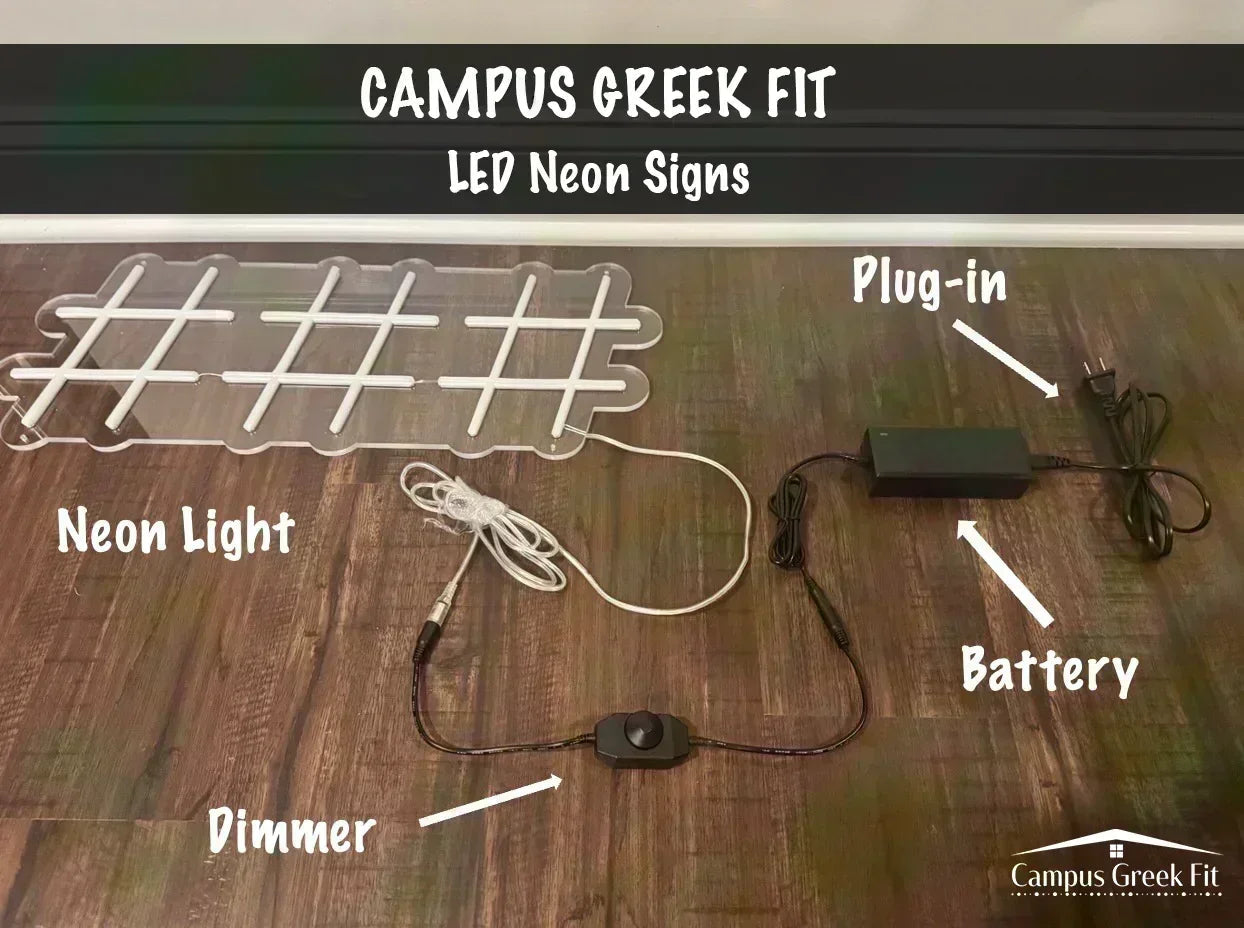 Kappa Kappa Gamma Greek Letters LED Neon Sign w/ Dimmer