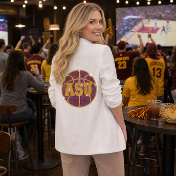 Arizona State Basketball ASU White Ruched Sleeve Blazer