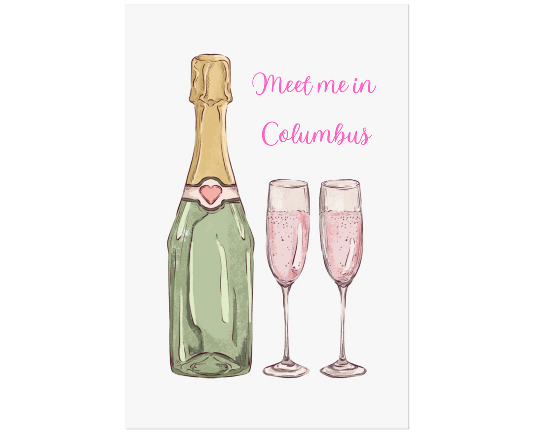 Illustration of a champagne bottle and two glasses on a white background