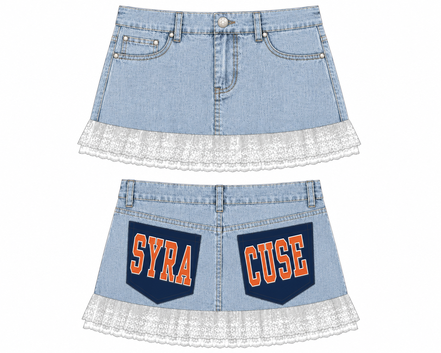 Syracuse Pocket Mini Denim Skirt (2 pocket)