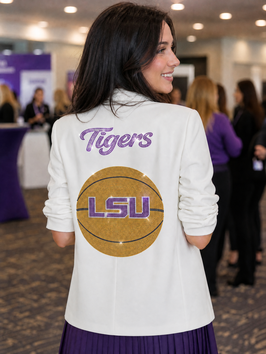 Louisiana State University Tigers Basketball LSU White Ruched Blazer