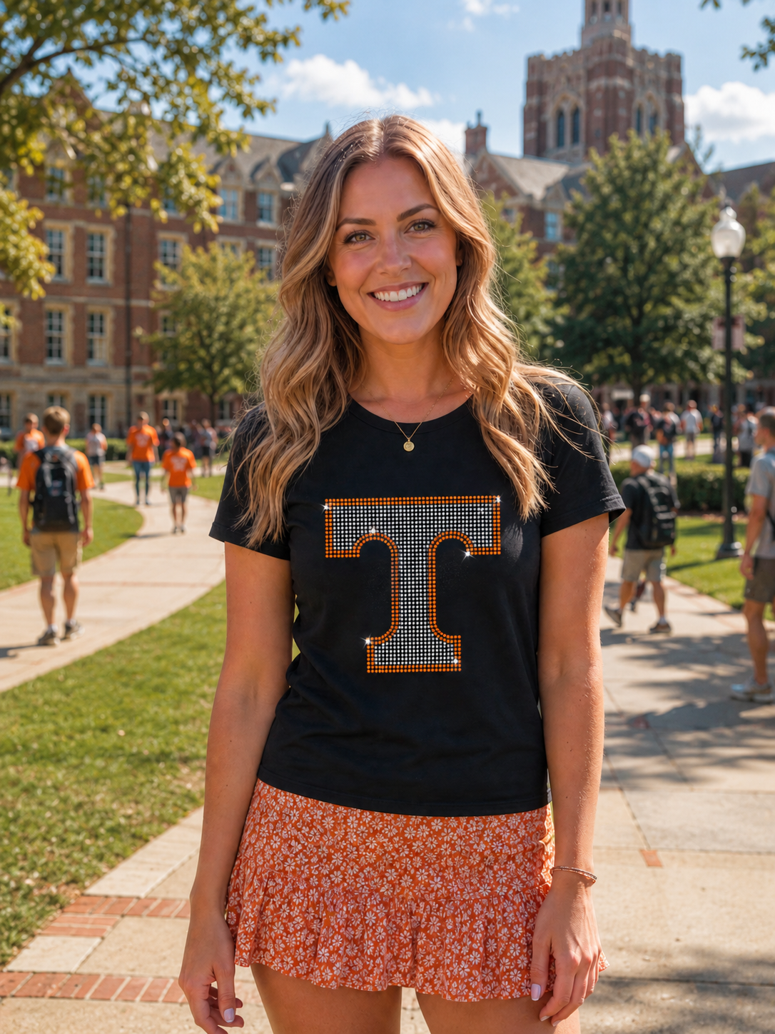 Tennessee Vols Large T Black Crewneck Short Sleeve T-Shirt
