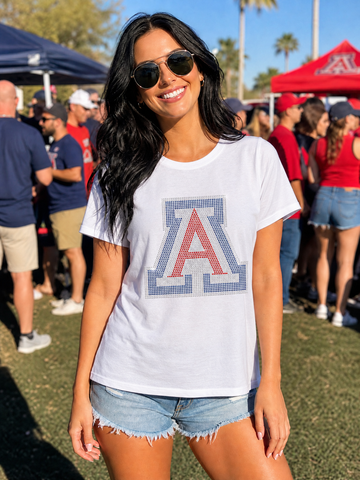 University of Arizona Block A Crewneck White Short Sleeve T-Shirt