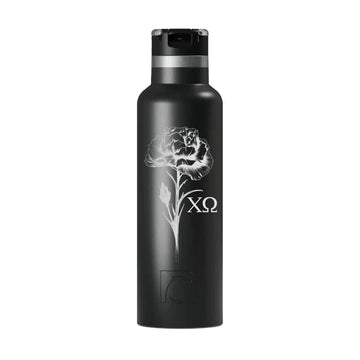 Chi Omega RTIC 20 oz Ceramic Lined Water Bottle Tumbler - Carnation