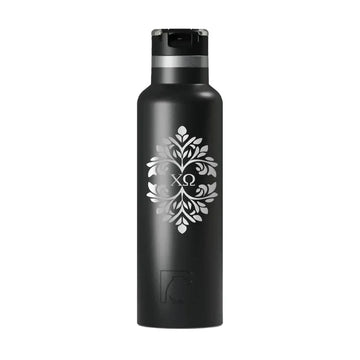 Chi Omega RTIC 20 oz Ceramic Lined Water Bottle Tumbler - Ornate