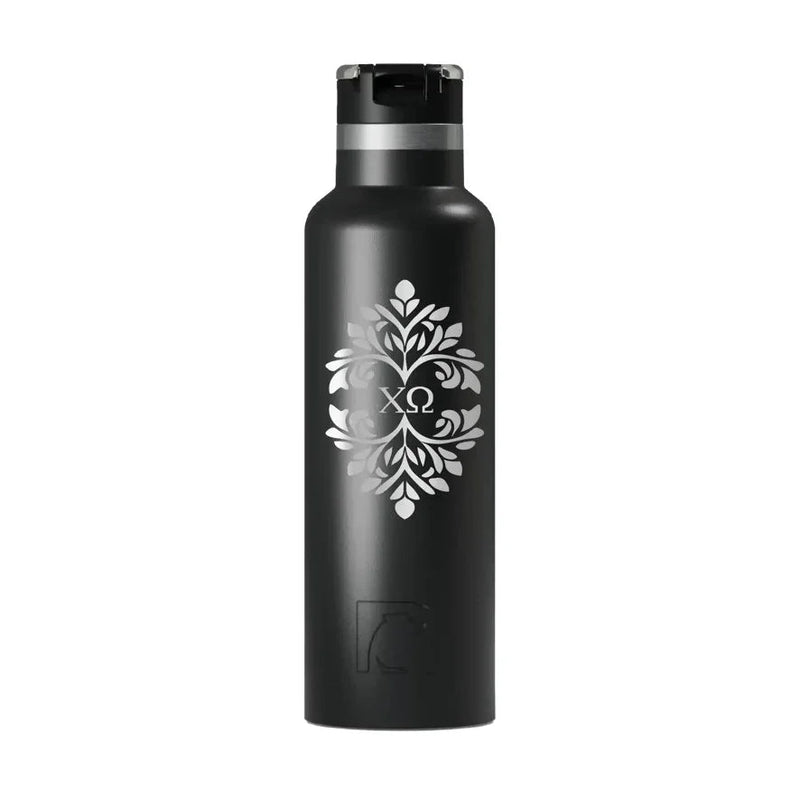 Chi Omega RTIC 20 oz Ceramic Lined Water Bottle Tumbler - Ornate