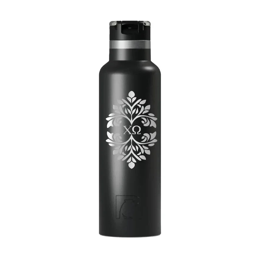 Chi Omega RTIC 20 oz Ceramic Lined Water Bottle Tumbler - Ornate