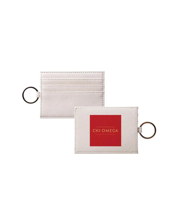 Chi Omega Vegan Saffiano Leather Card Holder Traditional