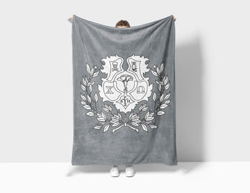 Chi Omega XL 60x80 Sherpa Blanket - Gray Coat of Arms