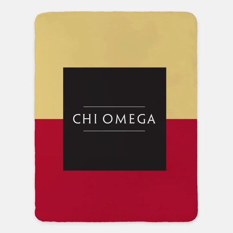 Chi Omega XL 60x80 Sherpa Throw Blanket - Color Block