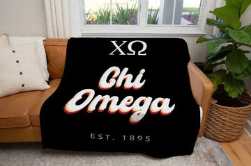 Chi Omega XL 60x80 Sherpa Throw Blanket - Retro