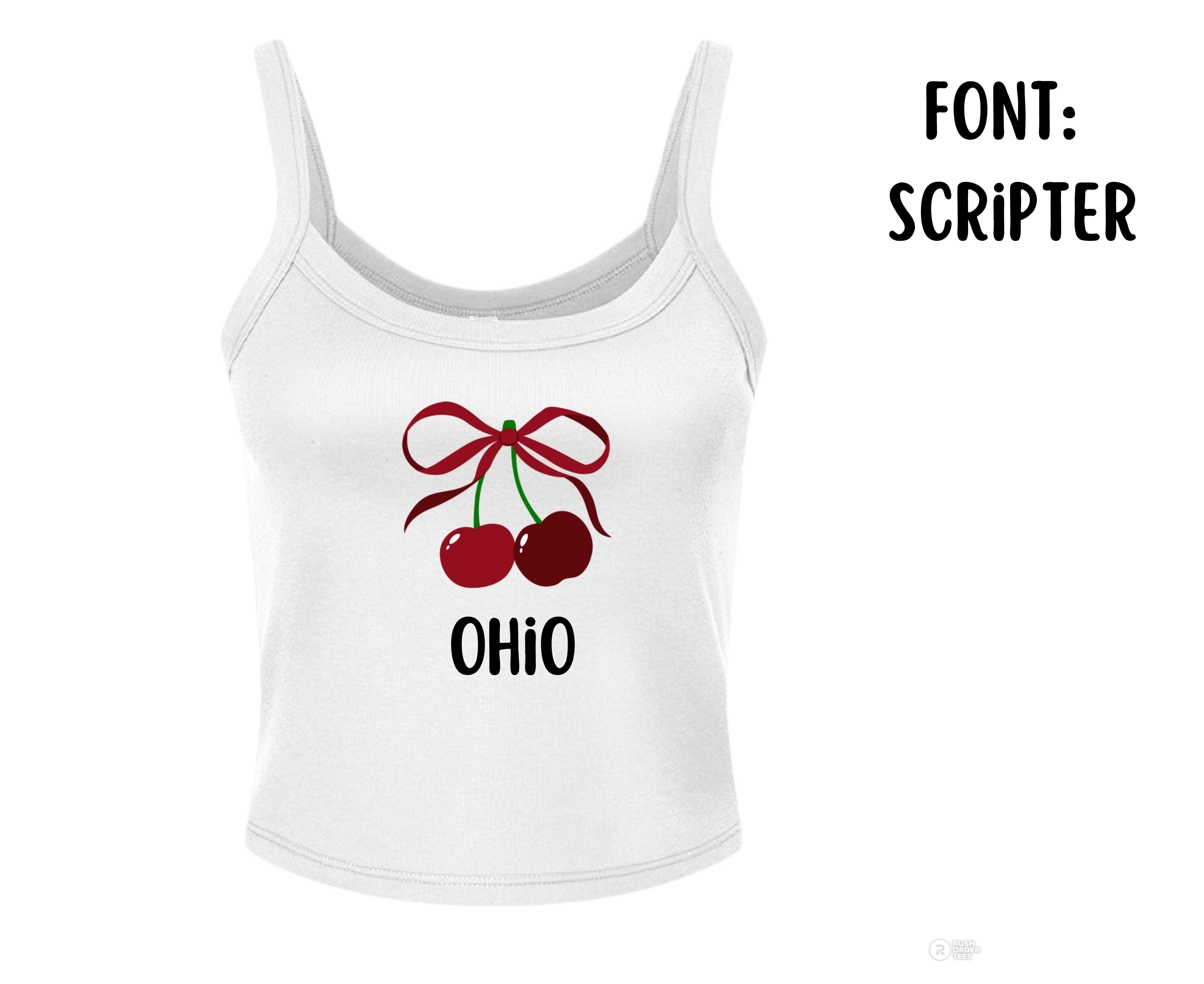 Customizable: Red Coquette Cherries Micro Ribbed Cropped Tank