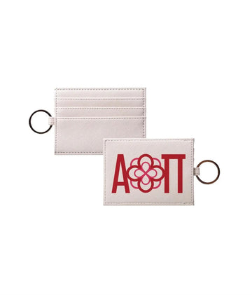 Alpha Omicron Pi Vegan Saffiano Leather Traditional Keychain Card Holder