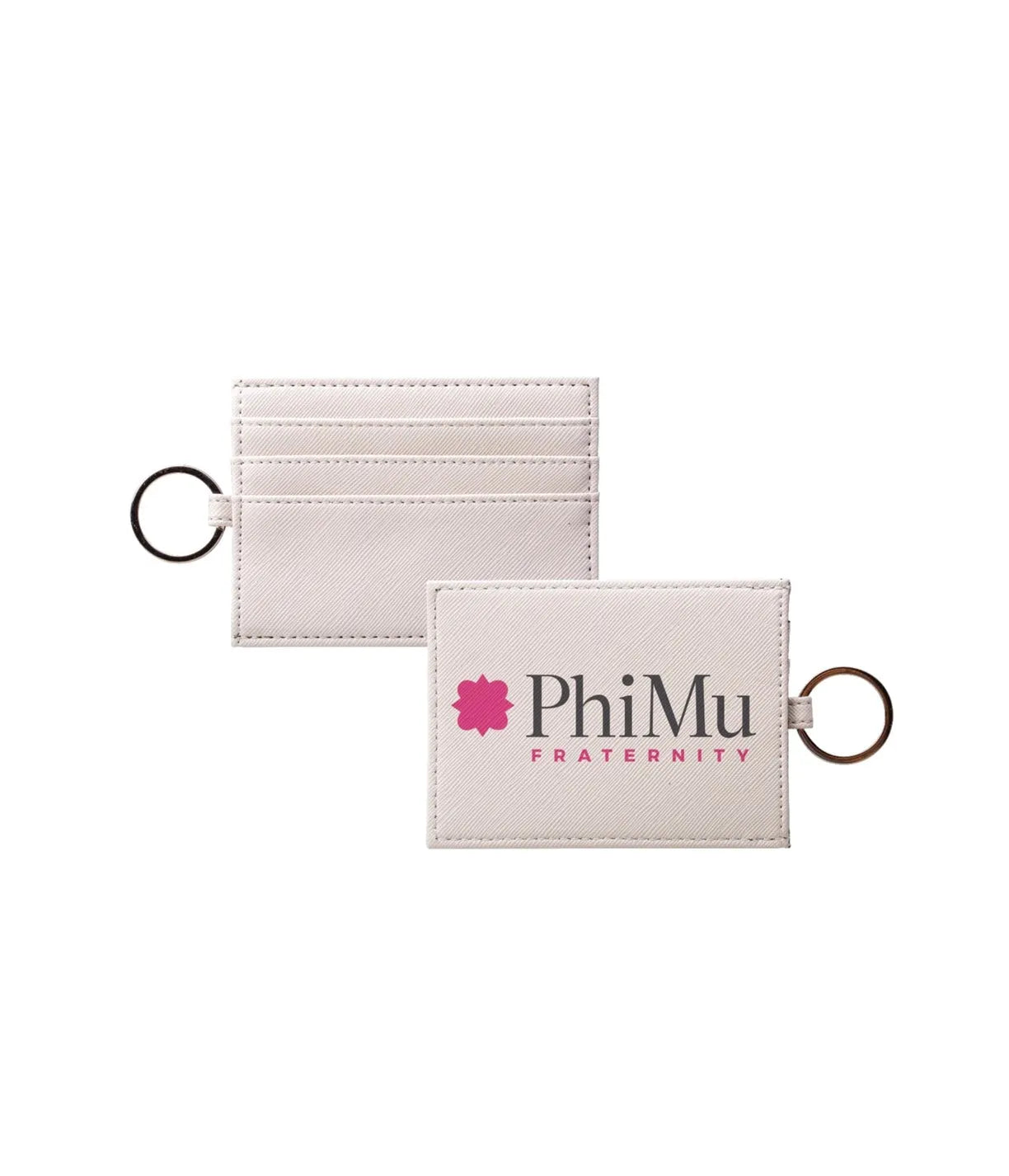 Phi Mu Vegan Saffiano Leather Keychain Card Holder