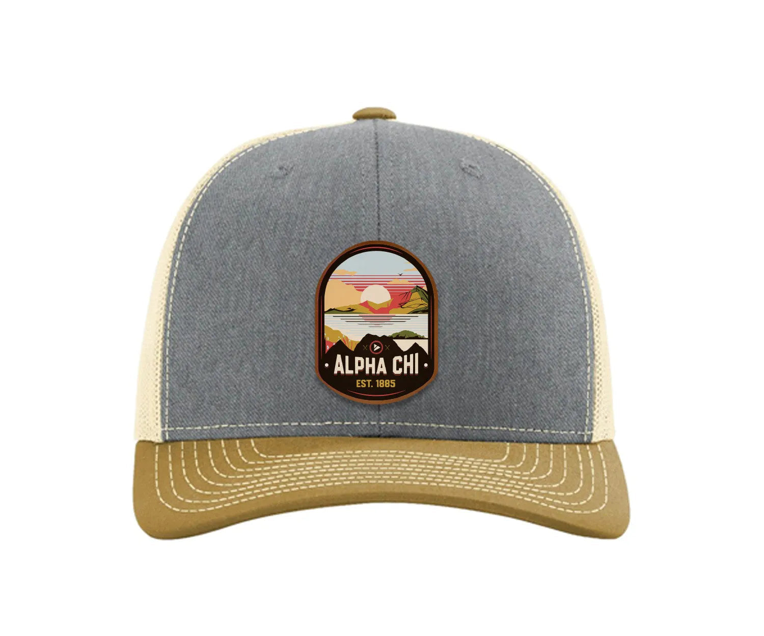 Alpha Chi Omega Richardson 112 UV Print Leatherette Patch Trucker Hat - Ventura