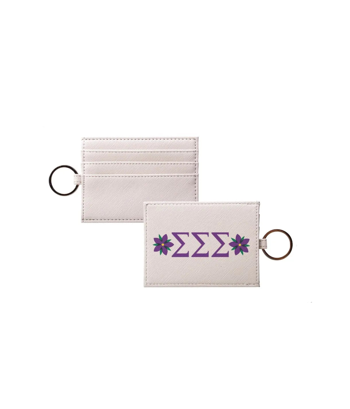 Tri Sigma Vegan Saffiano Leather Keychain Card Holder - Violet