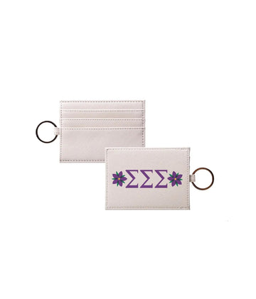 Tri Sigma Vegan Saffiano Leather Keychain Card Holder - Violet