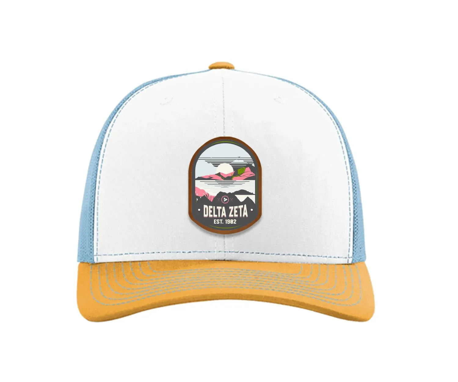 Delta Zeta Richardson 112 UV Print Leatherette Patch Trucker Hat - Ventura