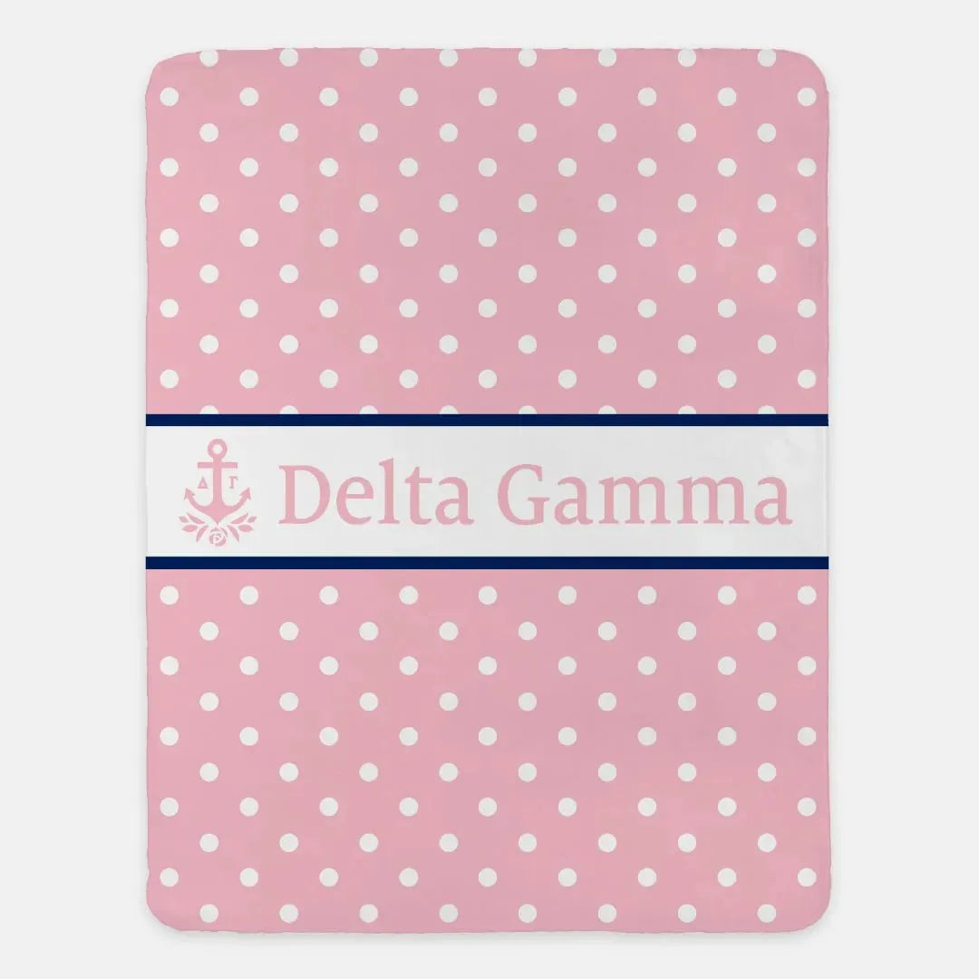 Delta Gamma XL 60x80 Sherpa Throw Blanket - Polka Dot