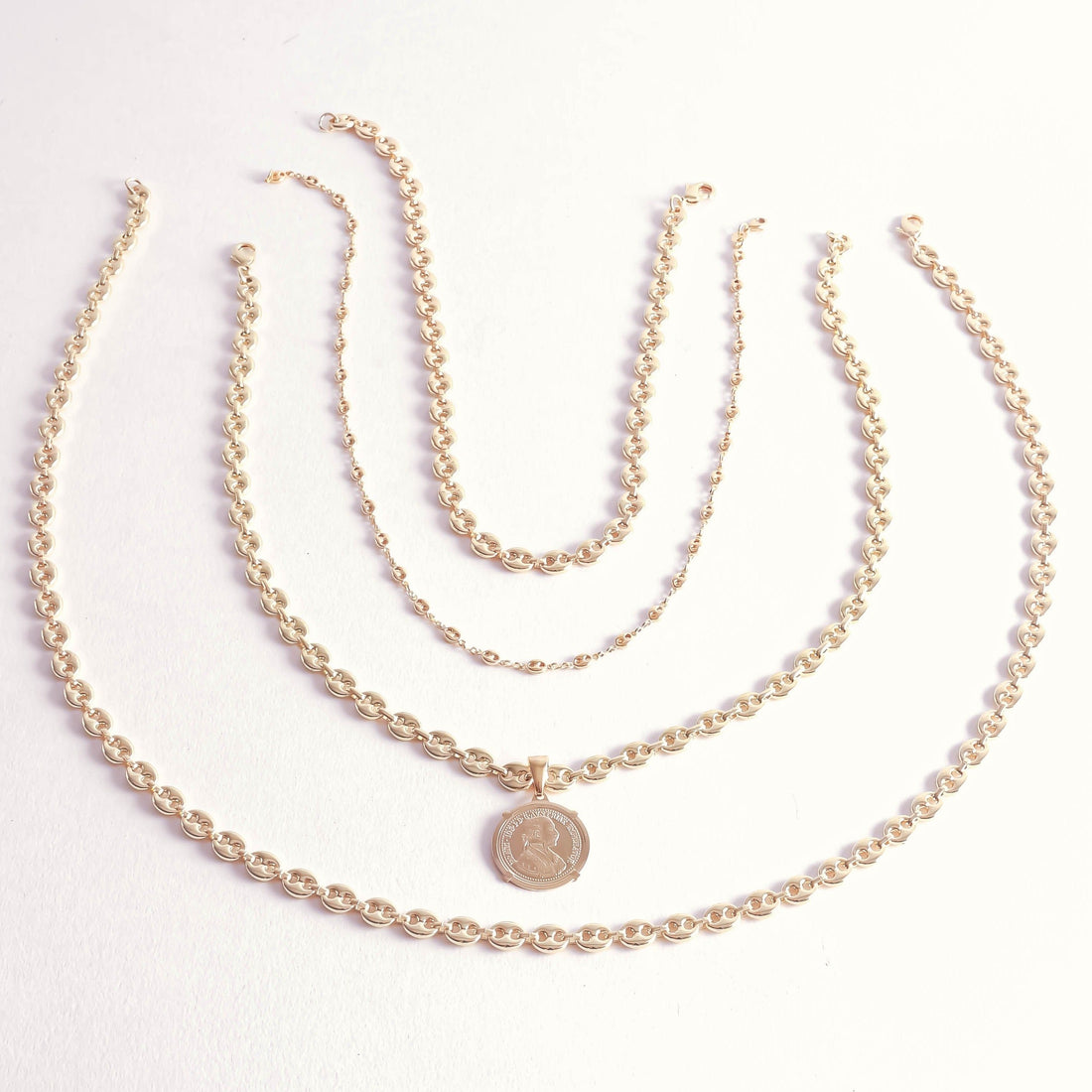 Views & Co. Gold Goddess Necklace Set