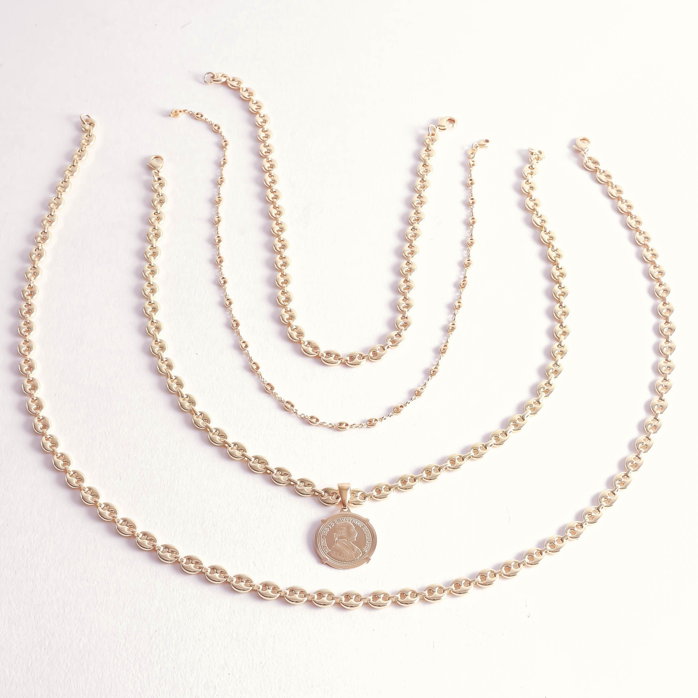 Views & Co. Gold Goddess Necklace Set