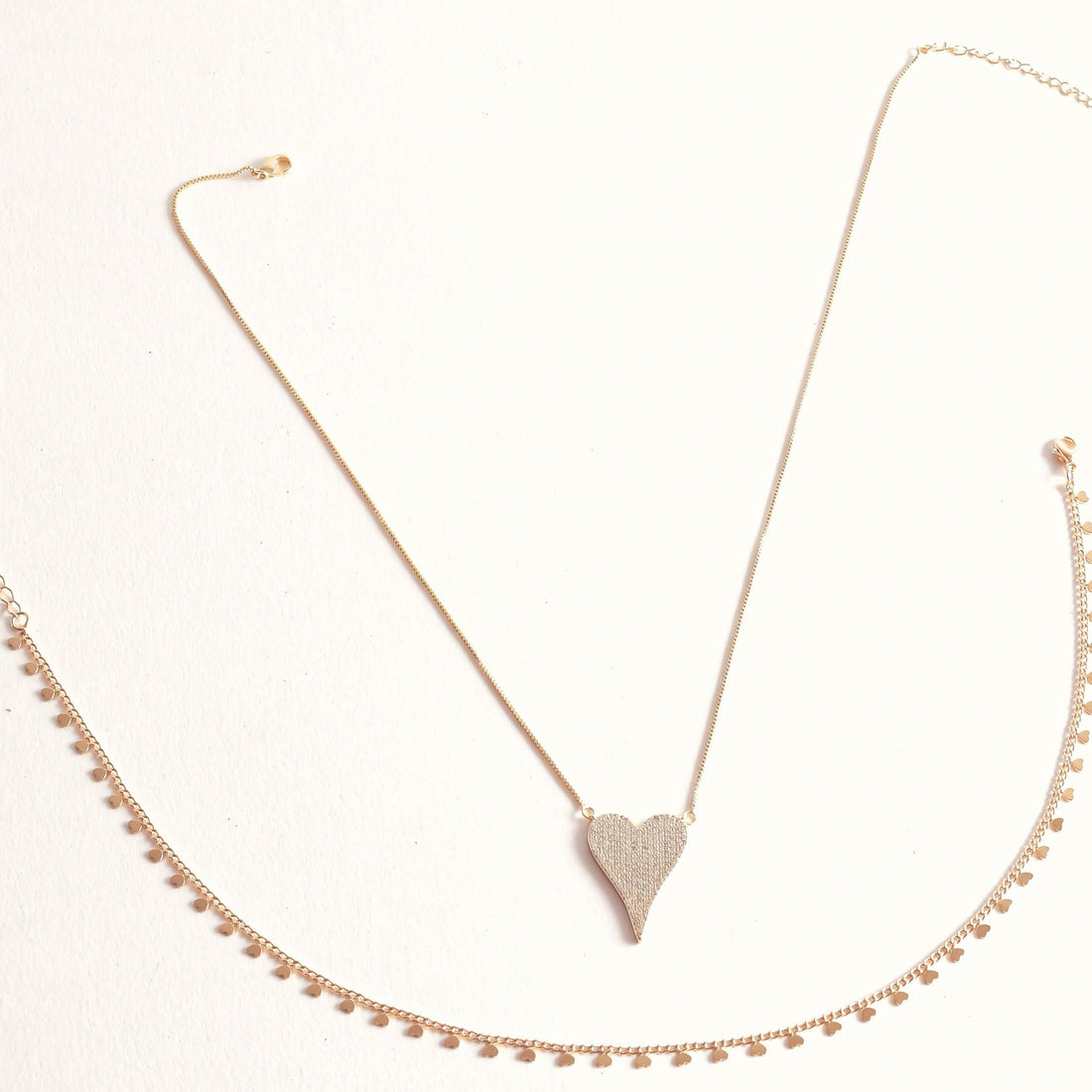 Views & Co. Pave Heart Necklace Set