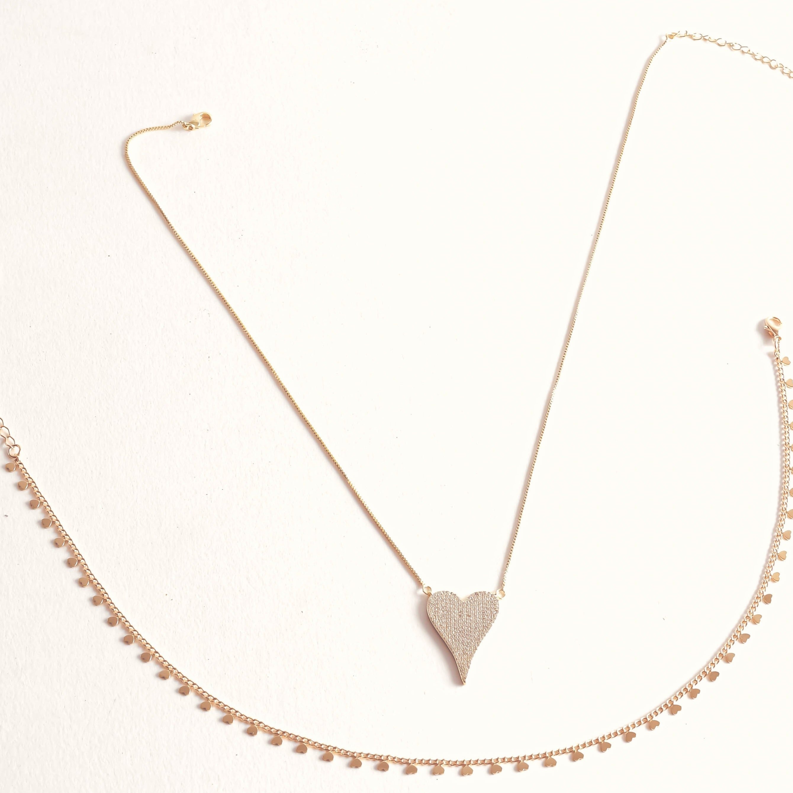 Views & Co. Pave Heart Necklace Set