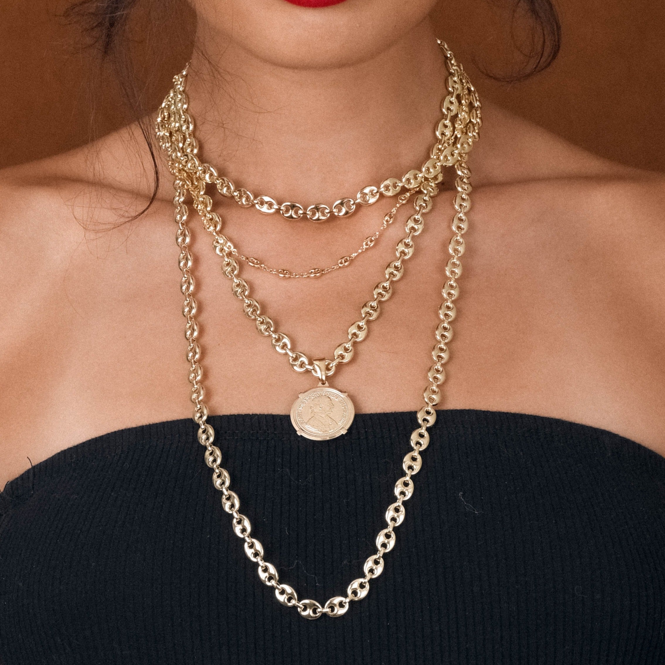 Views & Co. Gold Goddess Necklace Set