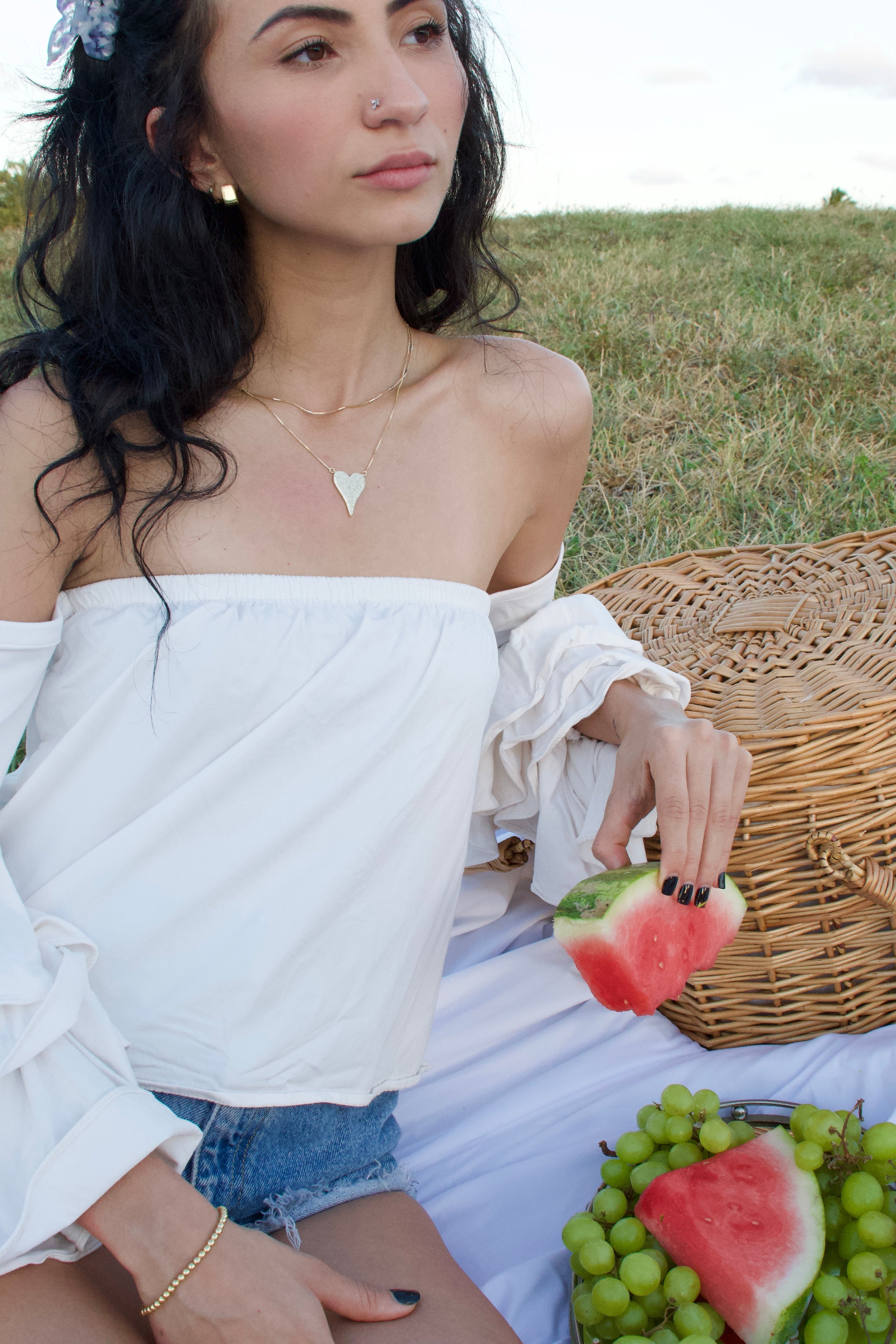 Views & Co. Pave Heart Necklace Set