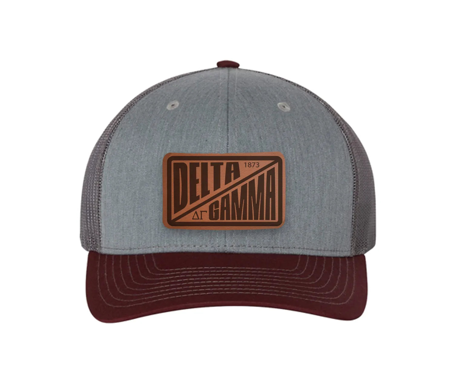 Delta Gamma Richardson 112 Leatherette Patch Trucker Hat - Divide