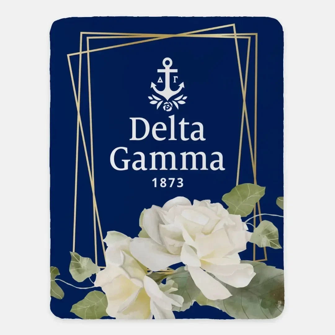 Delta Gamma XL 60x80 Sherpa Throw Blanket - Rose Frame