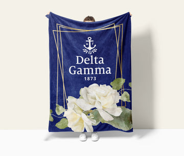 Delta Gamma XL 60x80 Sherpa Throw Blanket - Rose Frame