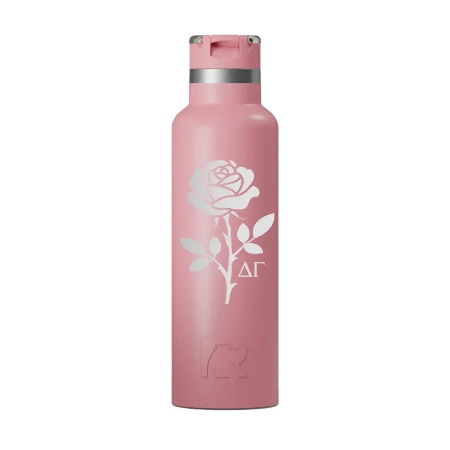 Delta Gamma RTIC 20 oz Ceramic Lined Water Bottle Tumbler - Rose
